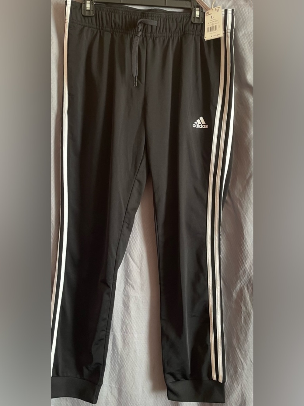 adidas Women’s Black Track Pants with White Side Stripes